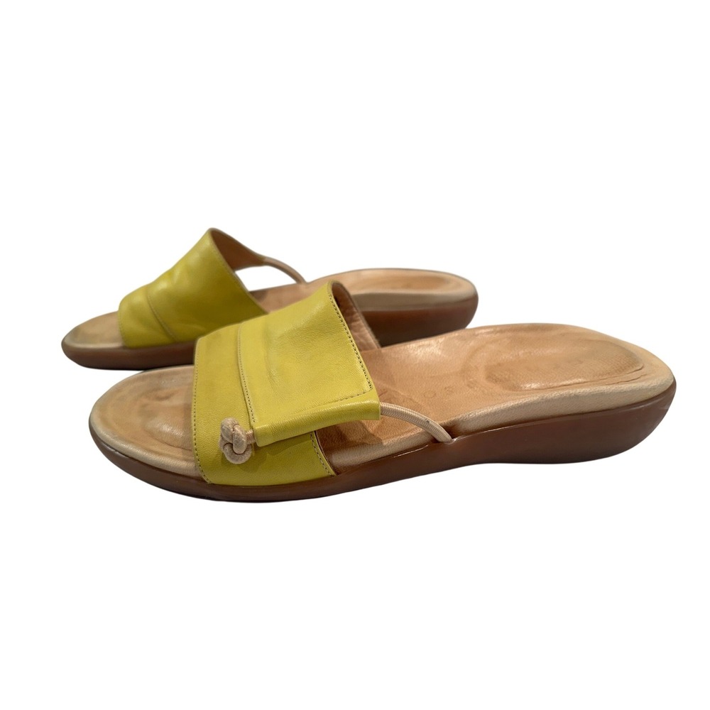 Gentle Souls Kenneth Cole Yellow Leather Slide Sandals Knotted Detail Size 38 - Picture 5 of 11